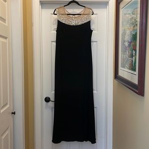 Jersey Illusion Neck Embellished Gown in black Regular size 16
